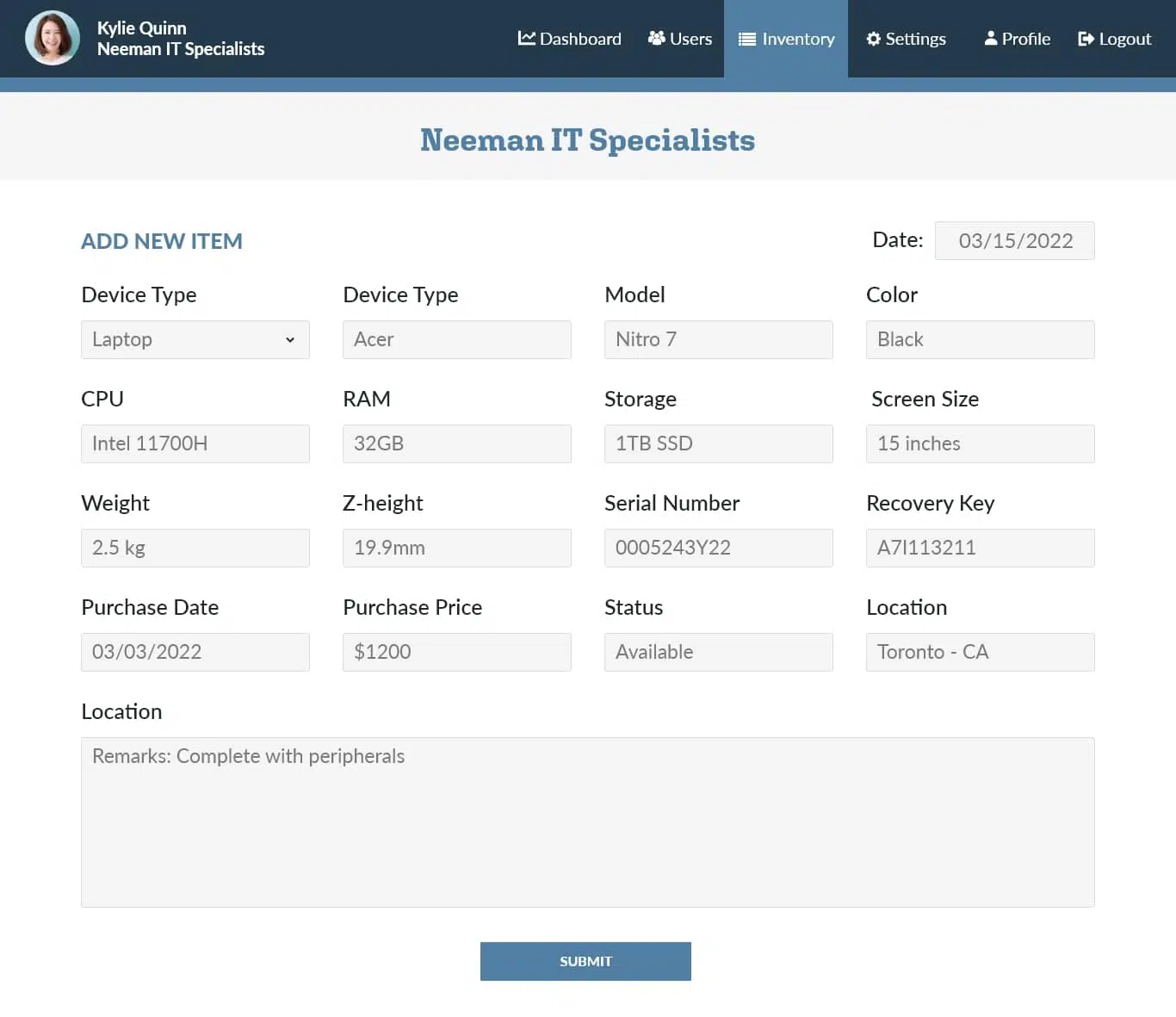 Asset Registration Forms