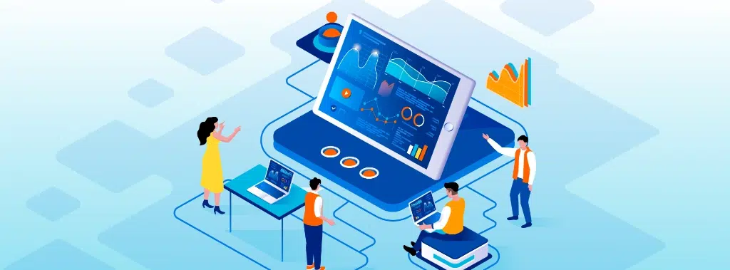 Marketing automation web apps banner illustration