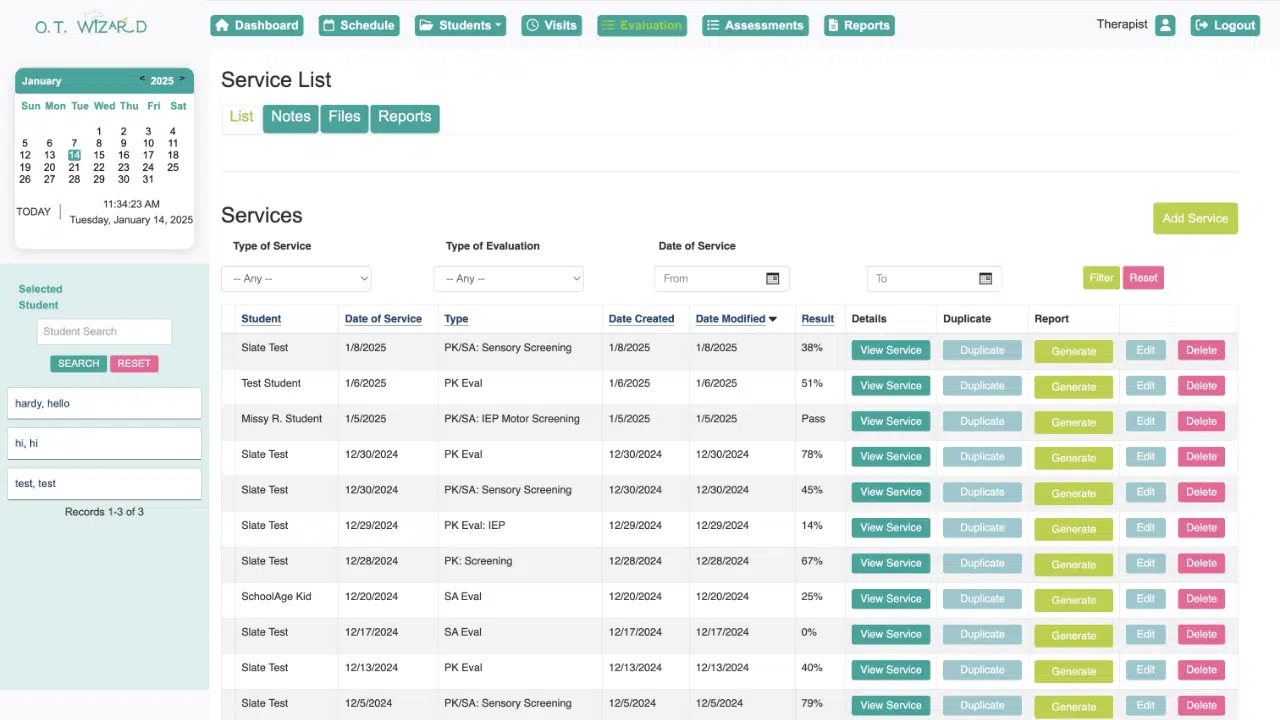 OT Wizard - Service List