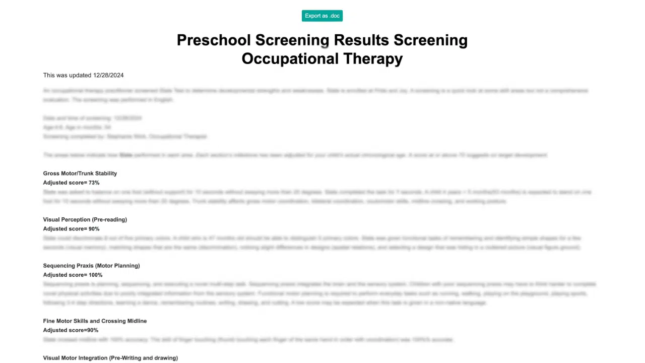 OT Wizard - Screening Results