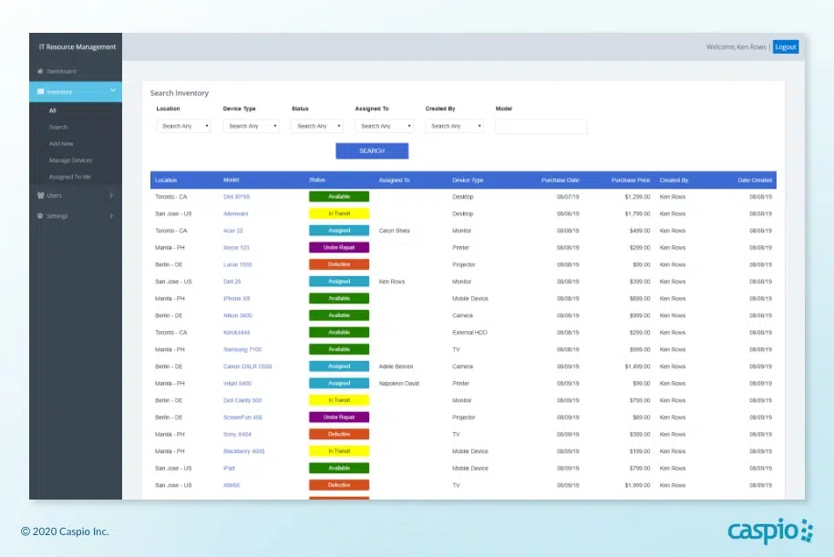 Inventory Control System Made Using Caspio