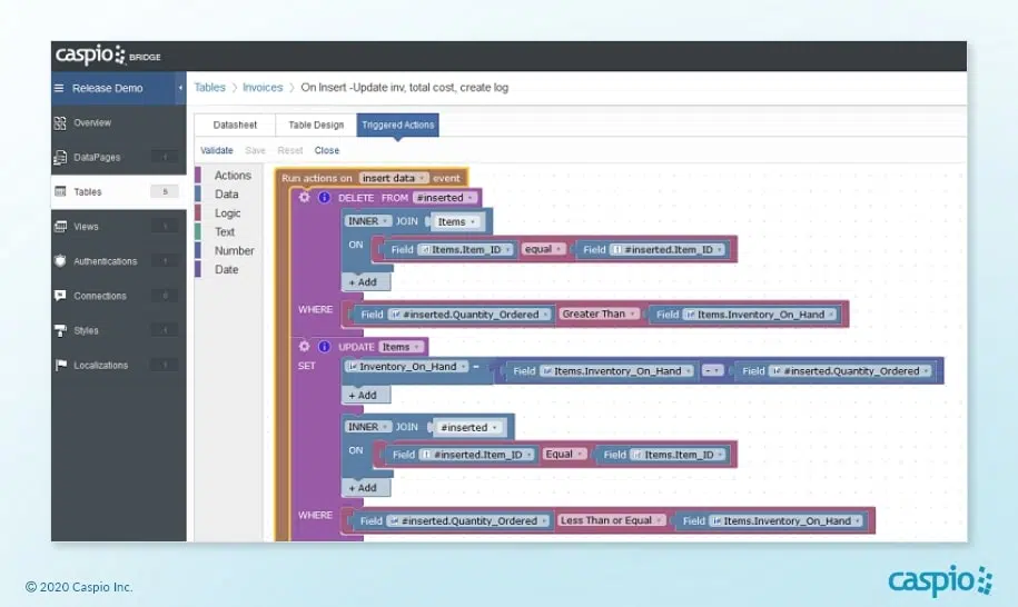 Use Caspio's Triggered Actions to Customize Logic of Helpdesk System