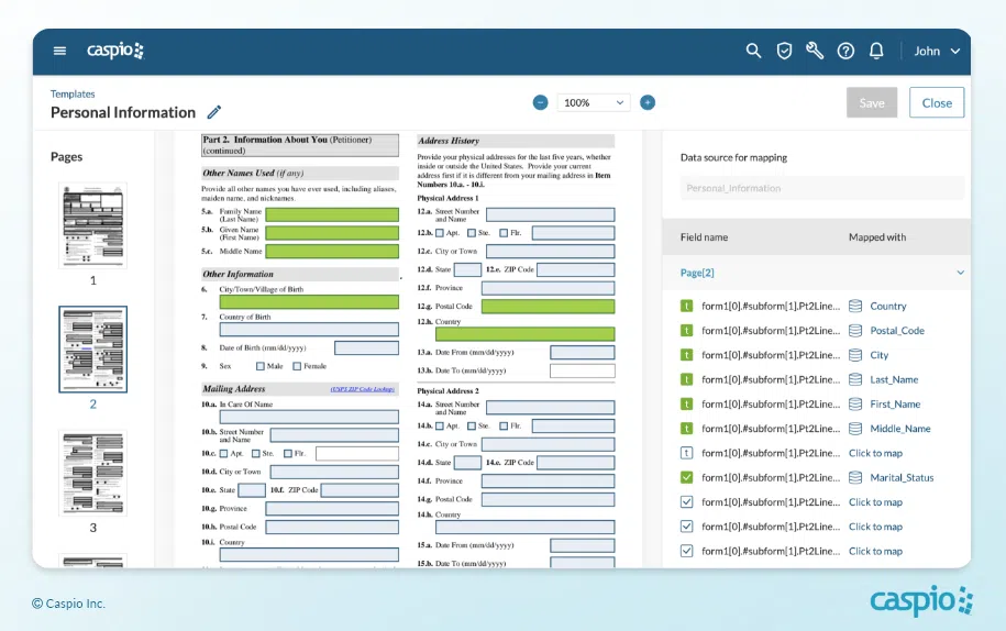 Mapping out database fields